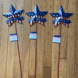 3 Patriotic Star Garden Stakes